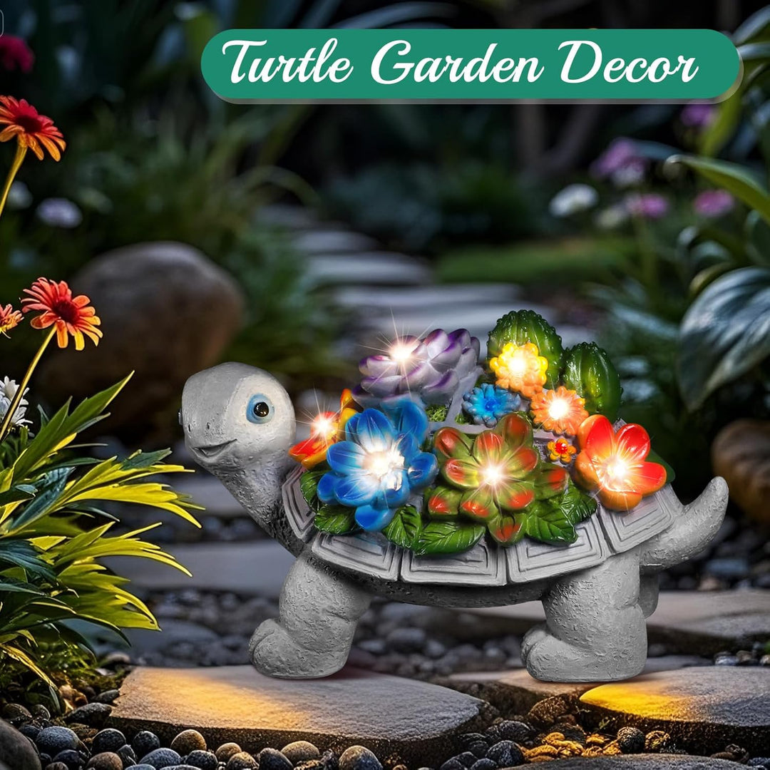 Linkax Geschenke für Frauen Mama, Solar Gartenfiguren Schildkröte Gartendeko für Draussen, mit 7 LED
