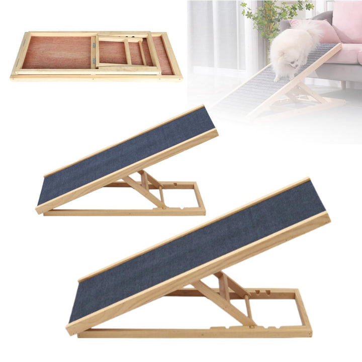 3-in-1 Hunderampe Auto/Bett/Sofa – 70cm Klappbare Katzenrampe aus Kiefernholz – Leicht & Höhenverste