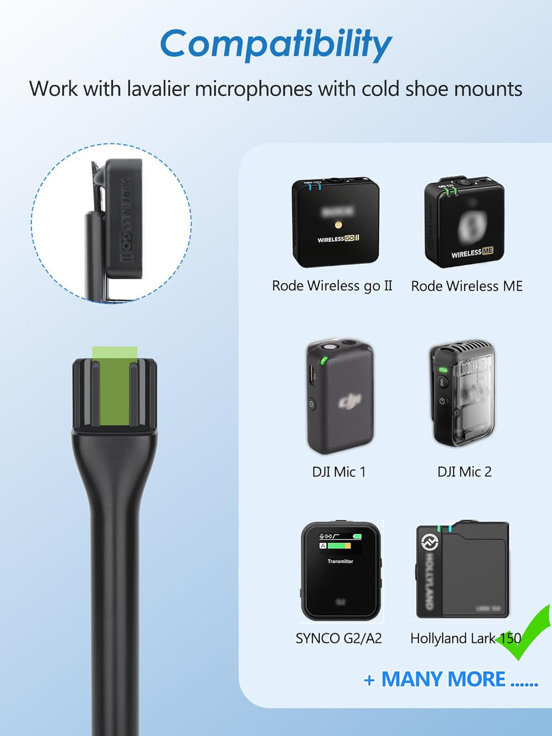 YOUSHARES Handheld Adapter für DJI Mic 3, DJI Mic Mini/1/2, Hollyland Lark M2/A1, Rode Wireless GO 1