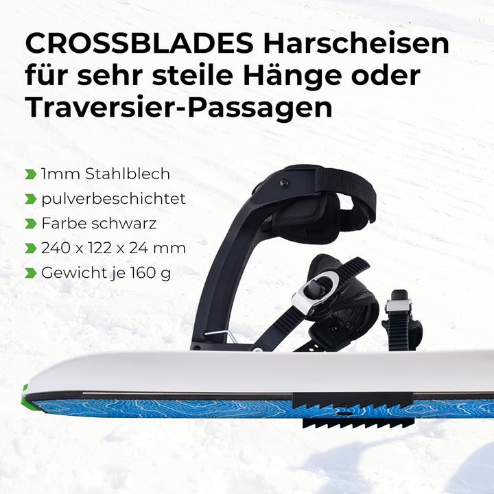 Crossblades Harscheisen Schneeschuhe Schwarz I 3in1 Schneeschuh zum Steigen, Fahren & Gleiten I Welt