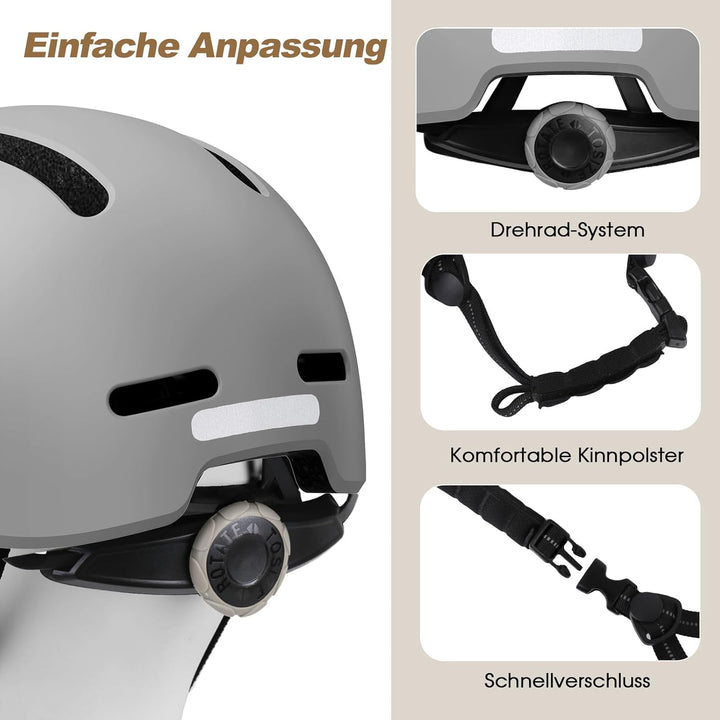 Shinmax Fahrradhelm für Damen und Herren, Einstellbarer Helm mit Visier & Sonnenschutz, Leicht & Bel