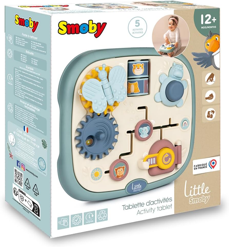 Smoby Little Activity Board ab 1 Jahr (23,5x25 cm) - Lern- &amp; Motorik-Spielzeug mit 5 Aktivitäten in