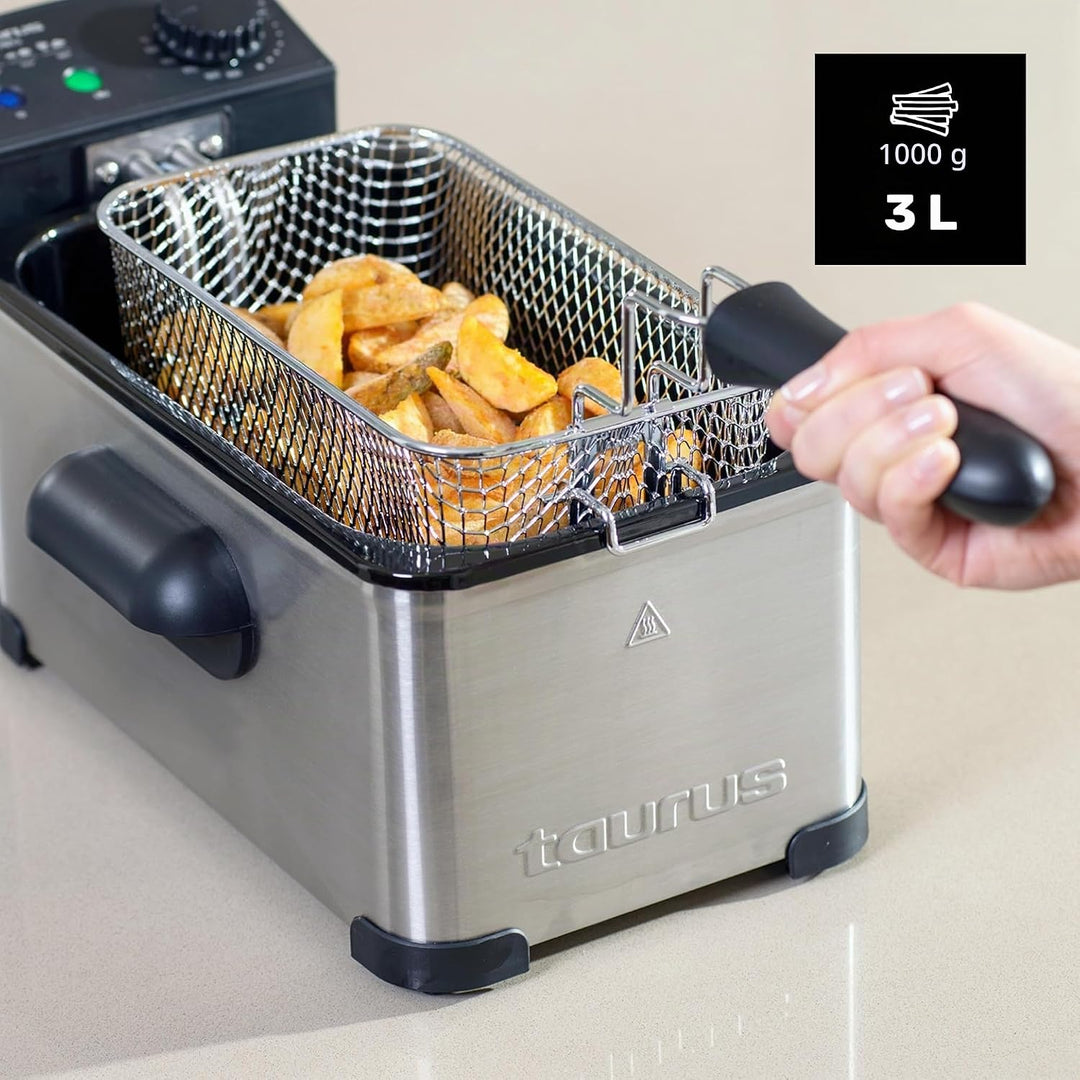 Taurus 973967000 Fry3 Öl-Fritteuse, 3 l, 1 kg Kartoffeln, 2000 W, Temperatur von 150 bis 190 Grad Ce