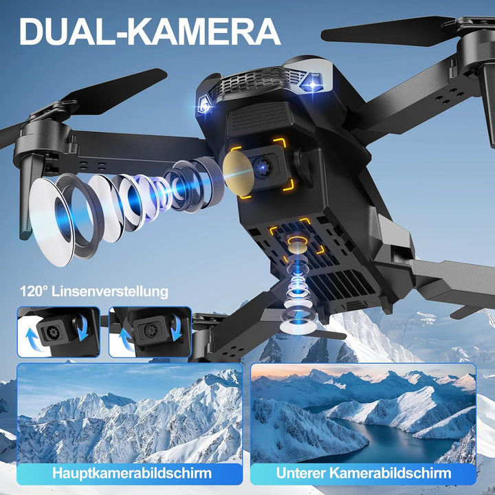 Drohne mit Kamera 4K für Anfänger, Kinder & Erwachsene, Mini Drohne mit WiFi, 2 Akkus für lange Flug
