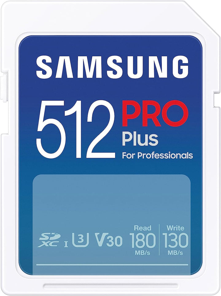 Samsung PRO Plus SD-Karte, 512 GB, UHS-I U3, Full HD & 4K UHD, 180 MB/s Lesen, 130 MB/s Schreiben, S