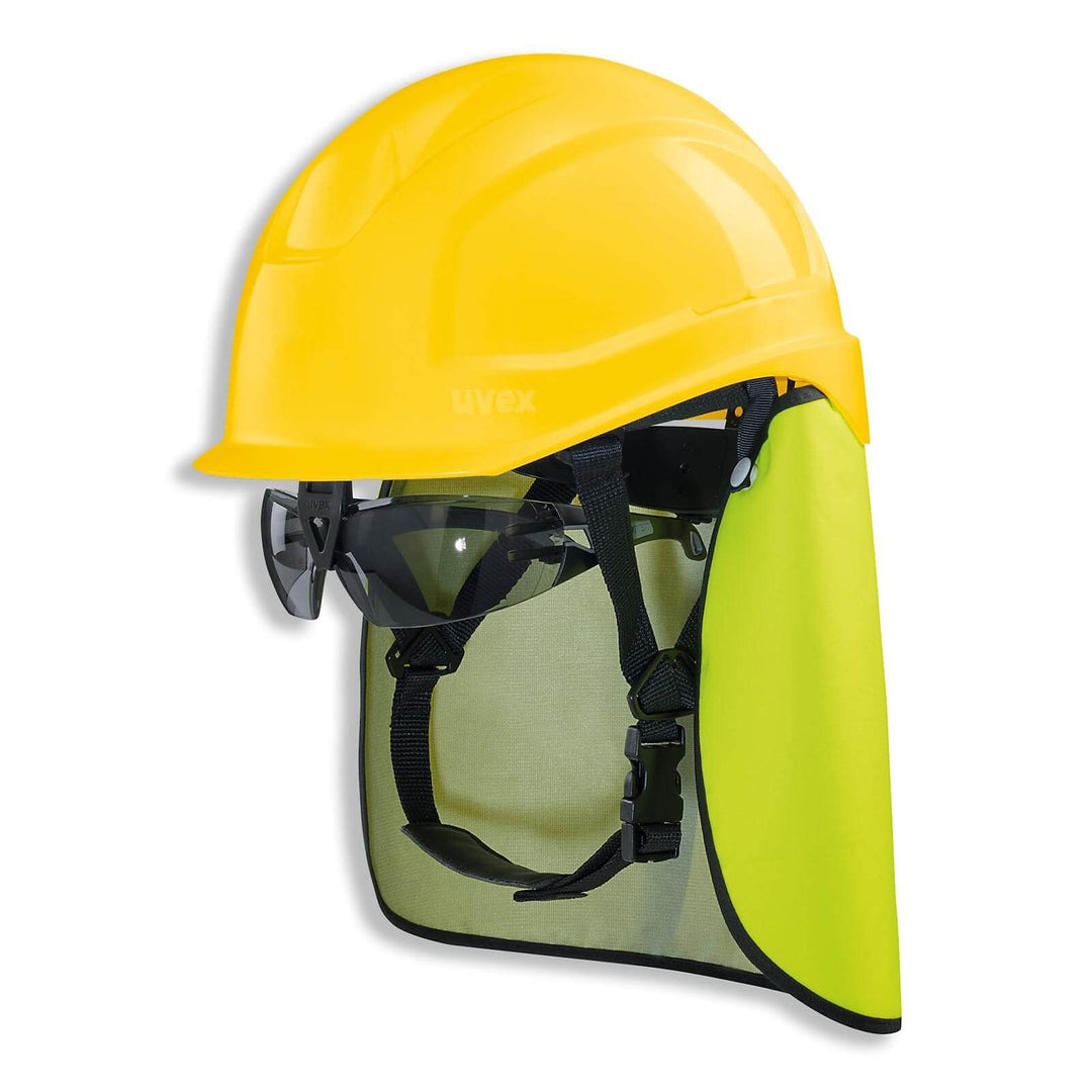 UVEX Schutzhelm pheos S-KR IES - Arbeitsschutz-Helm mit Schutzbrille und Nackenschutz - Set mit BG B