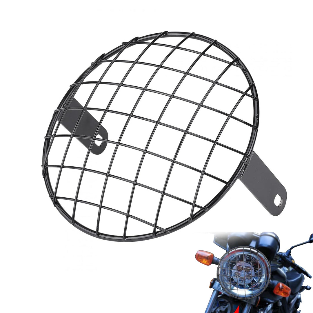Motorrad Scheinwerfer Lampenabdeckung, 7 "Motorrad modifizierter Gitter Lampenschirm, Universal Moto