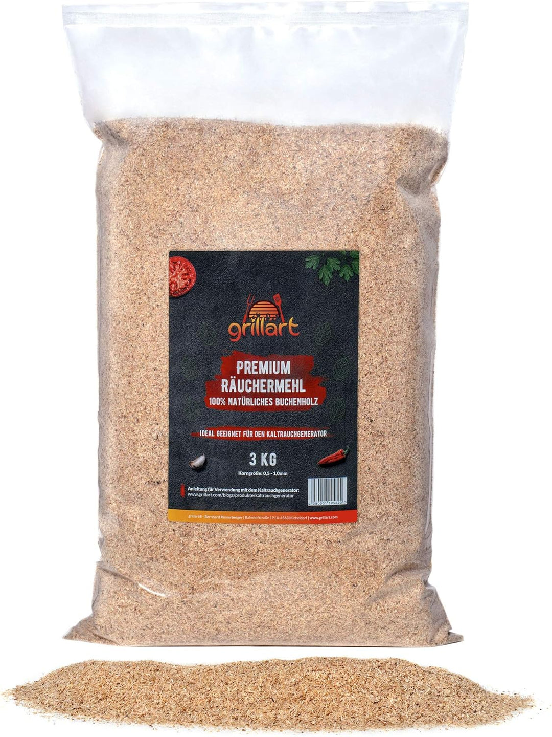 grillart® Premium Räuchermehl Buche - 3KG - ideal zum Kalträuchern geeignet - 100% natürliches Buche