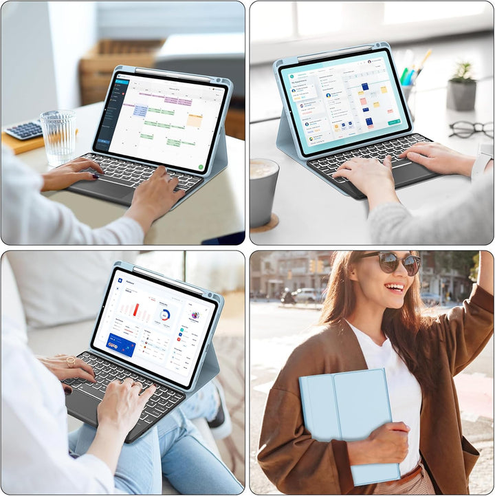 Tastatur für iPad Air 11” M4 2026/M3 2025/M2 2024 con Touchpad, Schutzhülle mit Stifthalter, Hülle B
