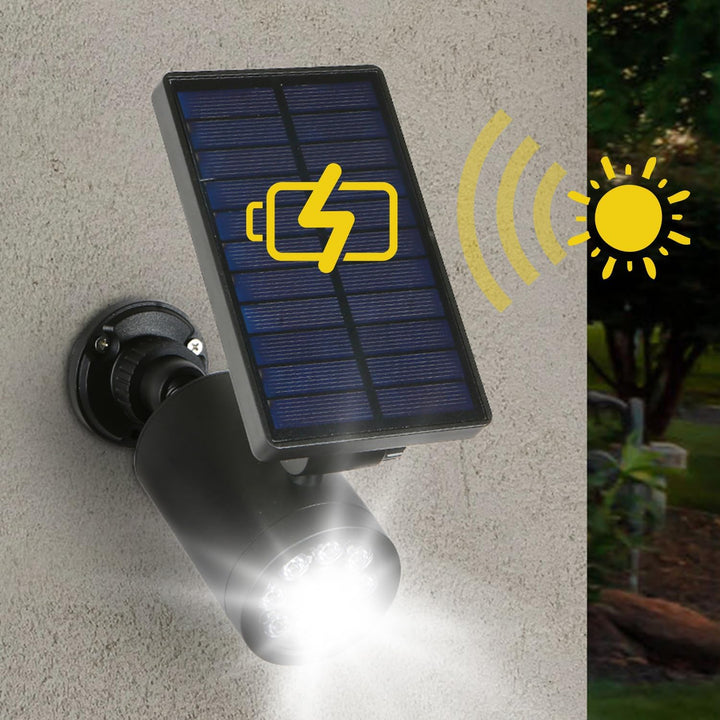 Maclean Solar Kamera-Attrappe mit Bewegungsmelder und LED-Licht | IP Überwachungskamera Attrappe mit