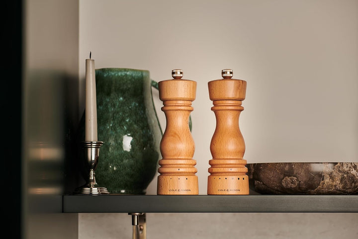 Cole & Mason Salzmühle London – nachfüllbare Gewürzstreuer mit Premium-Holz-Design – verstellbar für