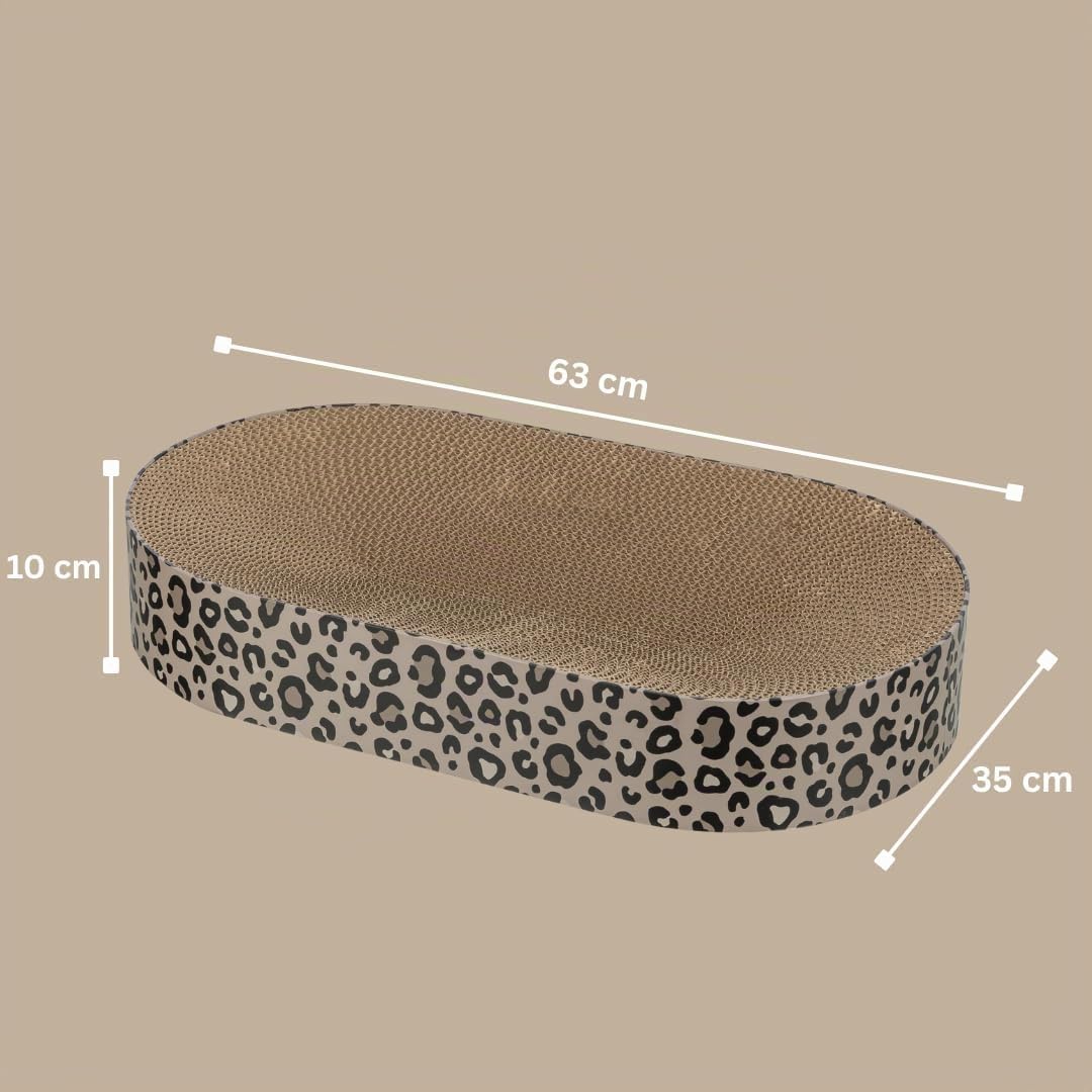 Trixie Kratzbrett Leo aus Pappe 63 × 10 × 35 cm, Kratzspielzeug mit Katzenminze, braun - 48035