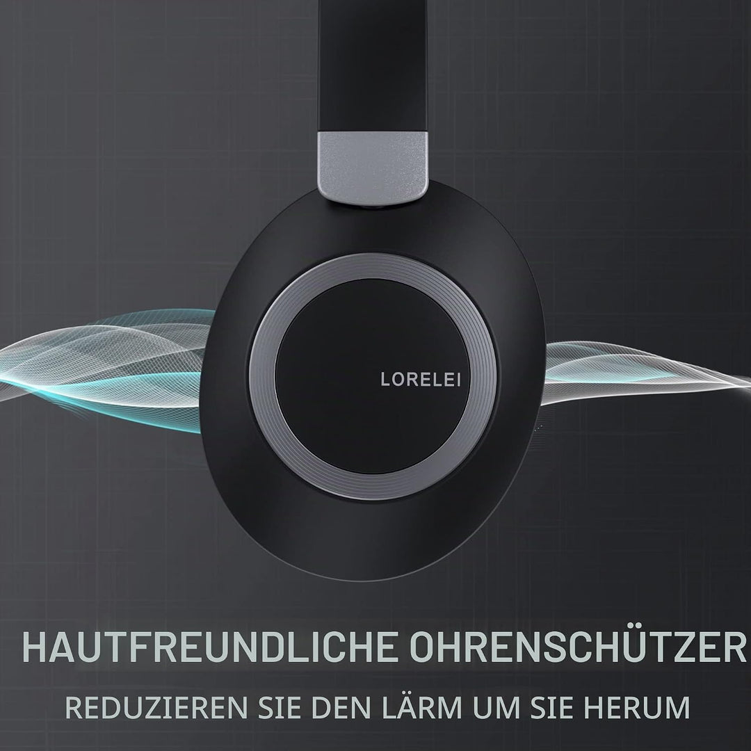 LORELEI B-C6 Kabellose Over-Ear-Kopfhörer, 50H Playtime Faltbare, leichte Bluetooth-Headsets, Tiefe
