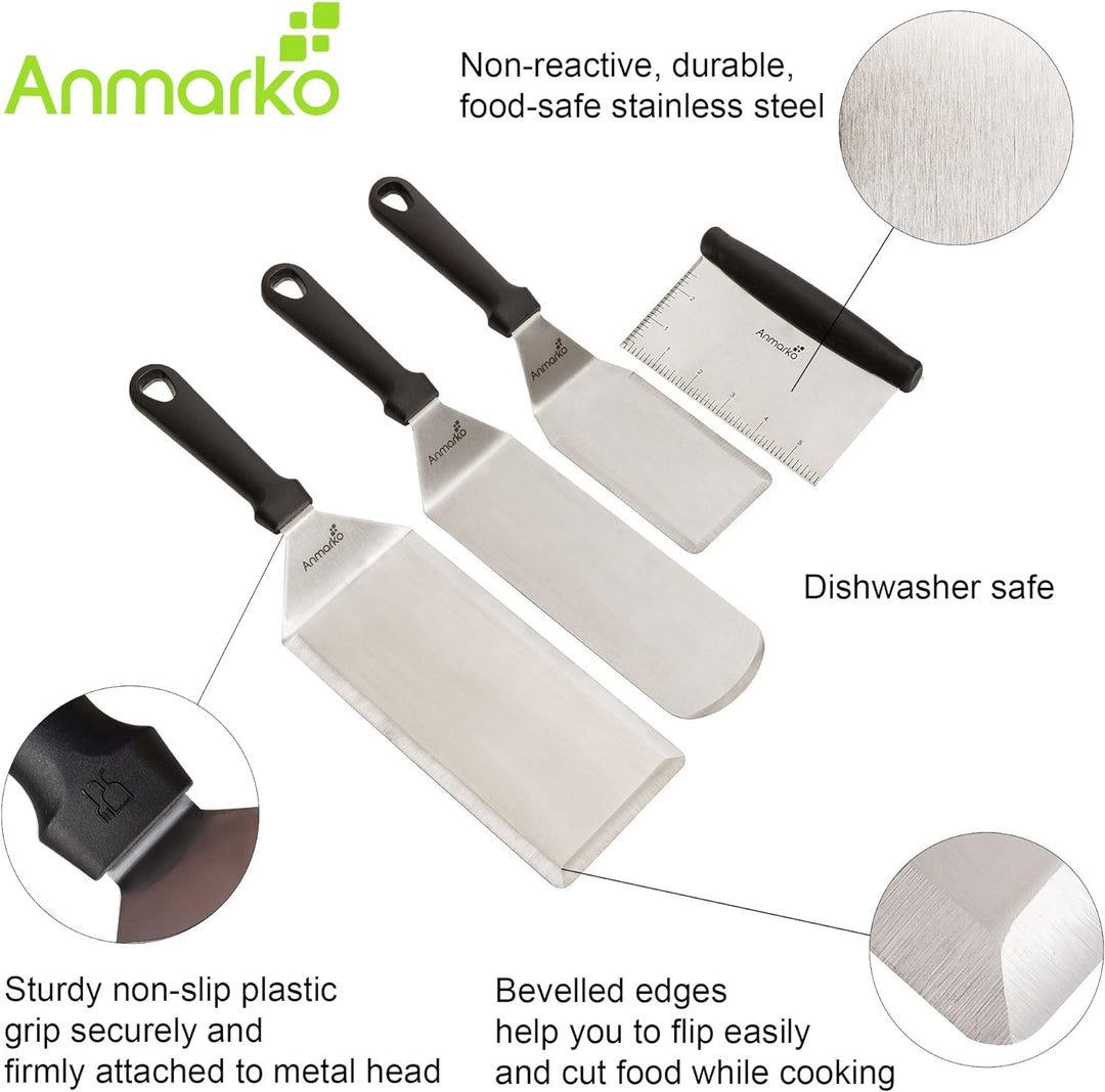 Exklusives Grillwender Set aus hochwertigem Edelstahl - BBQ Grillset in erstklassiger Qualität für