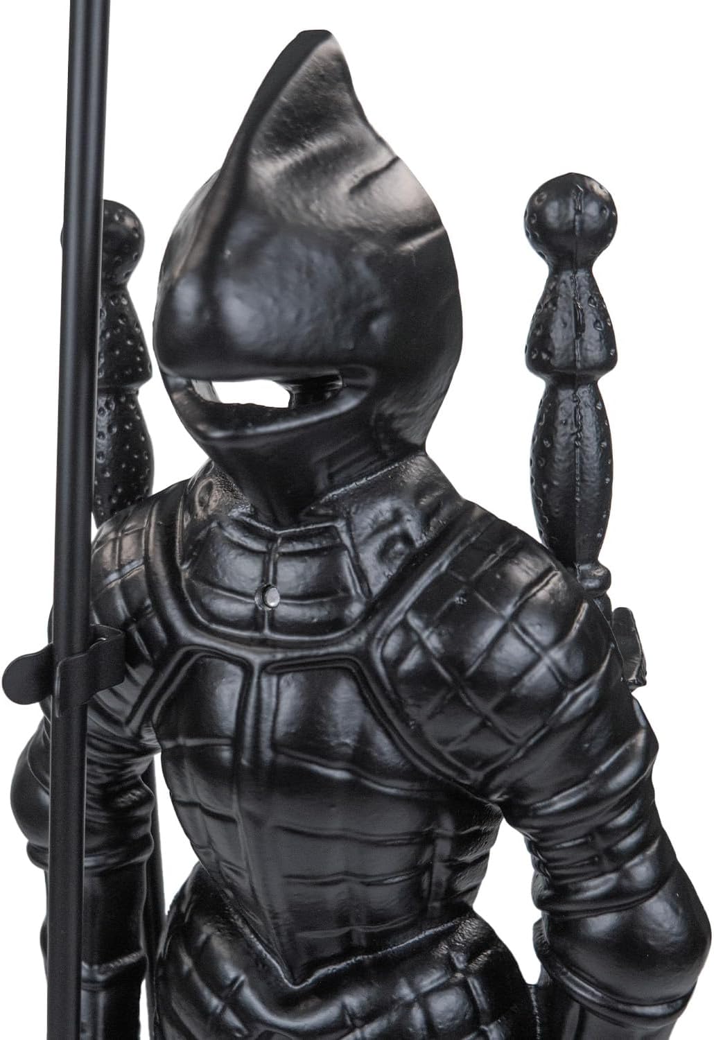 Raik Kaminbesteck Ritter Hubert Kamingarnitur aus Gusseisen schwarz Statuenform mit Kaminschaufel Ka
