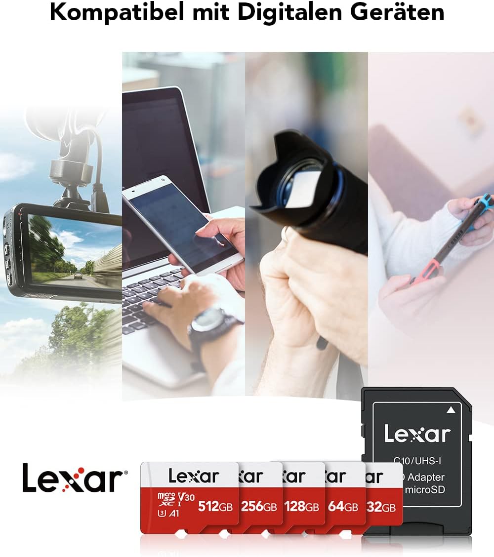 Lexar Micro SD Karte 32GB 2er Pack, Speicherkarte Micro SD mit SD Adapter, Bis zu 100 MB/s Lesegesch