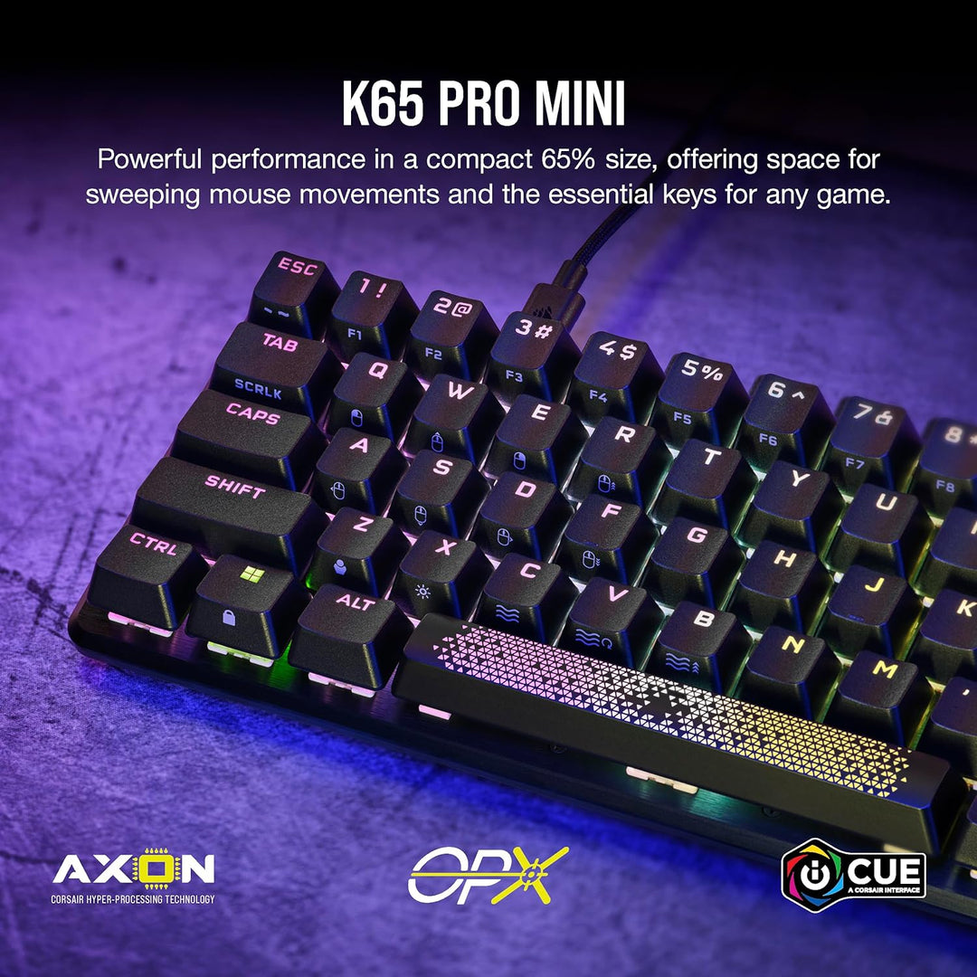 Corsair K65 PRO Mini RGB 65% Optical Mechanical Gaming Keyboard - OPX Schalter - PBT Double-Shot Tas