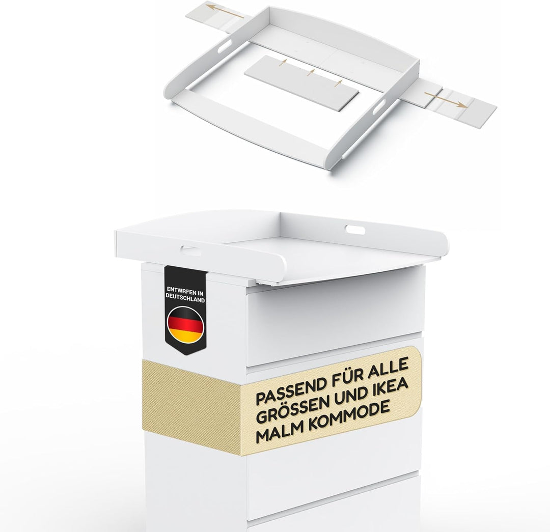 Wickelaufsatz Malm Kommode [80 & 160cm] ohne Lücke zur Wand - Für grosse und kleine Malm Kommoden