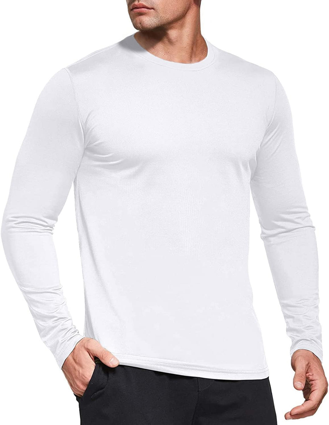 Herren 3er Pack Langarmshirt T-Shirts, UPF 50+ UV Schutz Schnelltrocknend Funktionsshirt Laufshirts,