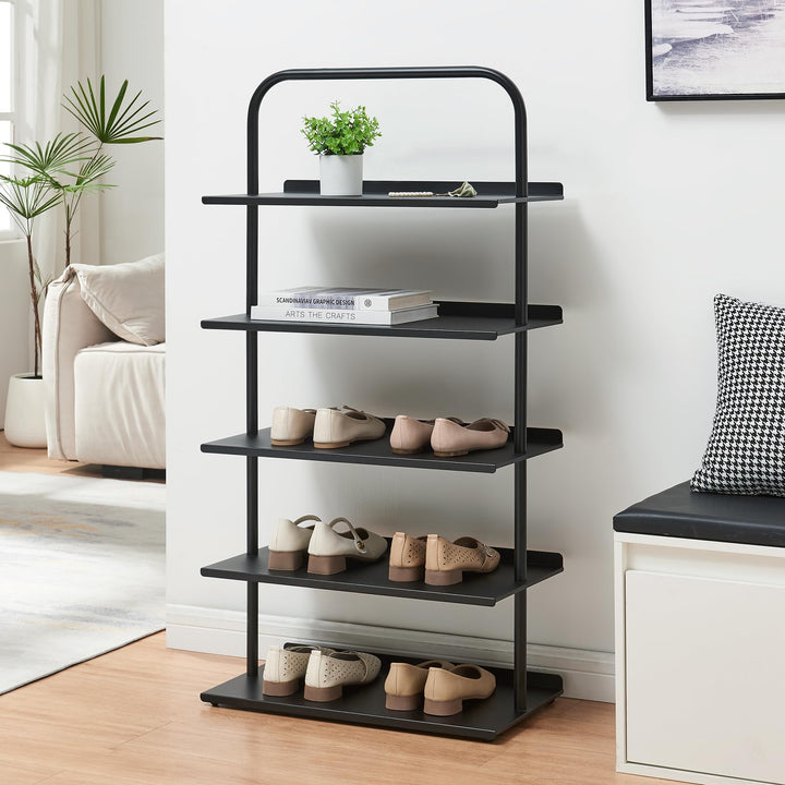 [en.casa] Schuhregal schmal Poytya mit 5 Ebenen Metall 119 x 60 x 32 cm Schuhständer für 10 Paare Sc