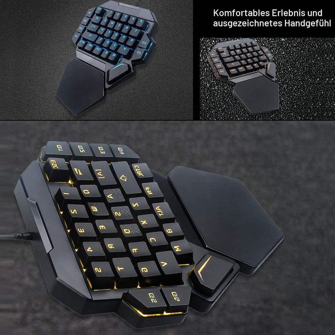 ciciglow Einhand-Gaming-Tastatur, K50 Wired RGB Backlit Mechanical Half Keyboard 35 Keys Portable Ga