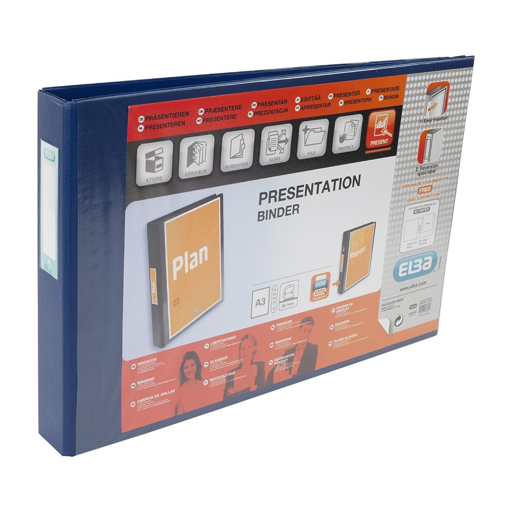 ELBA VISION 55 mm A3 Landschaft 4D Ringbuch, blau rot / schwarz, rot / schwarz