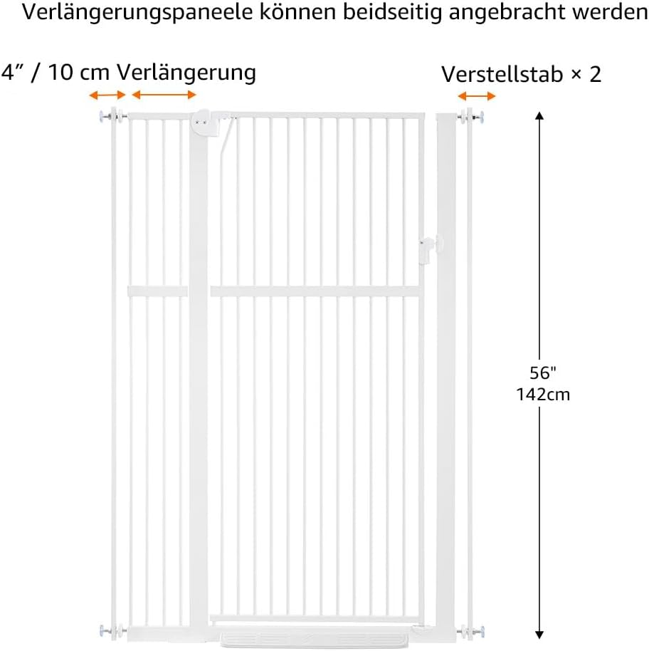 unipaws Hundegitter, 142 cm hoch, 75-95 cm breit, druckmontiertes Katzengitter für Tür, Innentreppe,