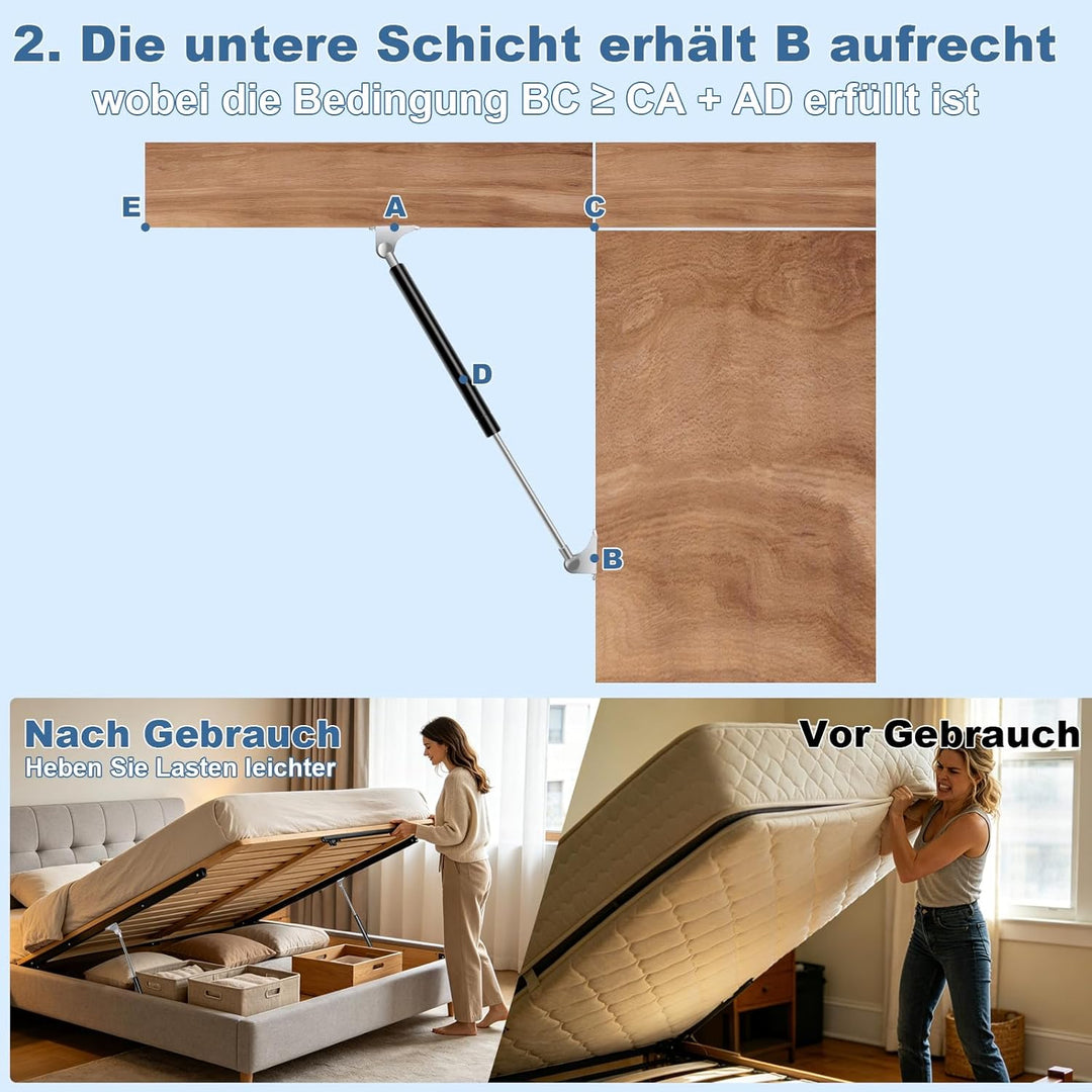 500MM 20.4KG/200N Gasdruckfeder Gasdruckdämpfer 2 Stück mit L Förmigen Gasfeder Haltern Universal Hy
