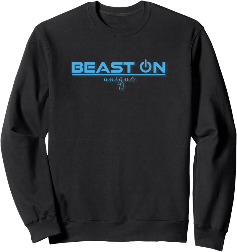 Beast ON blau Bodybuilding Fitness Gym Sprüche Training Sweatshirt