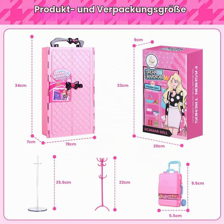 UCanaan Puppen Kleiderschrank für 11,5 Zoll Mädchen Puppen Kleidung und Zubehör 51 Stück Inklusive K