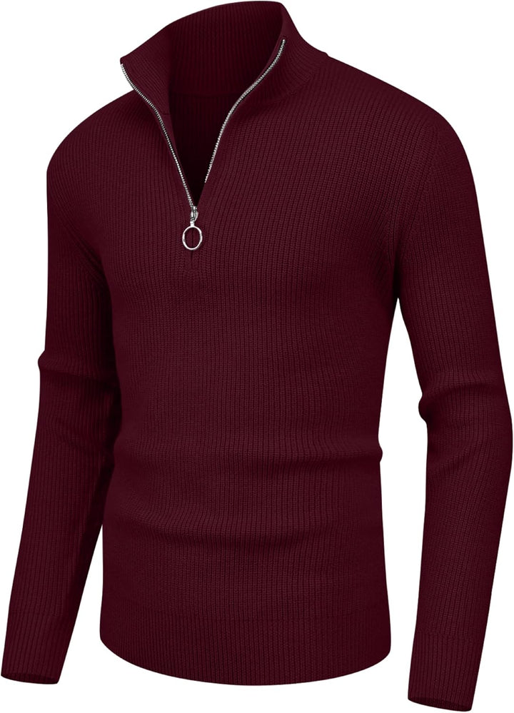 Hisir Pullover Herren Strickpullover 1/4 Zip Pulli Männer, Bequem Weich Warmer Winter Pullover für M