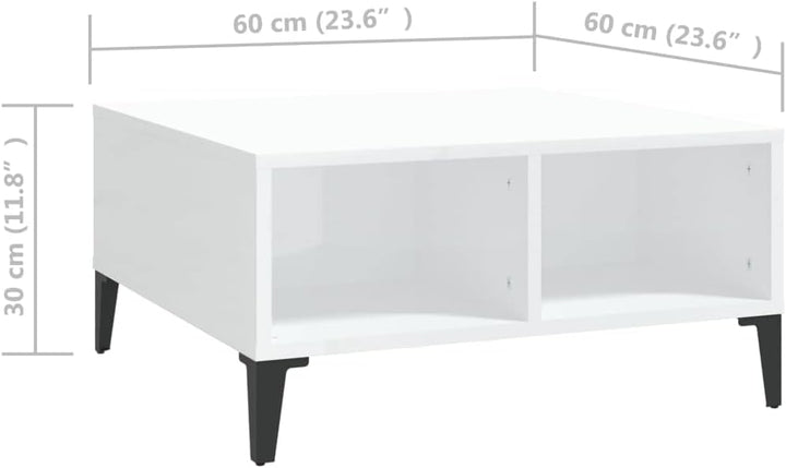 WIFESE Couchtisch mit 4 Fächer 60x60x30 cm Beistelltisch Holz Modernes Design Wohnzimmertisch Kleine