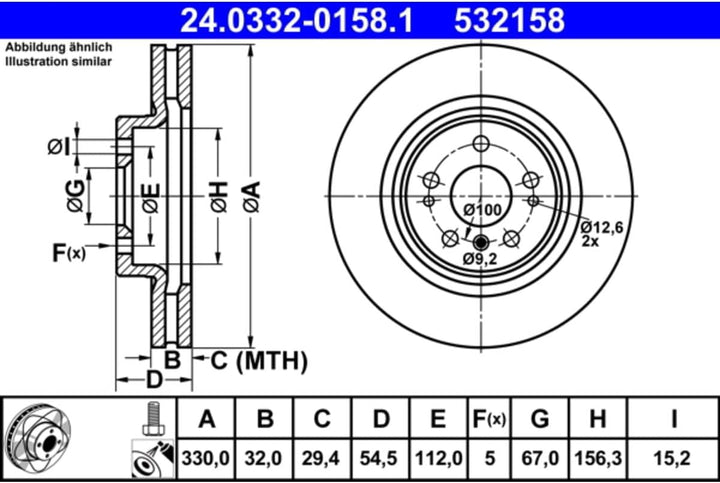 ATE 24.0332-0158.1 Bremsscheiben