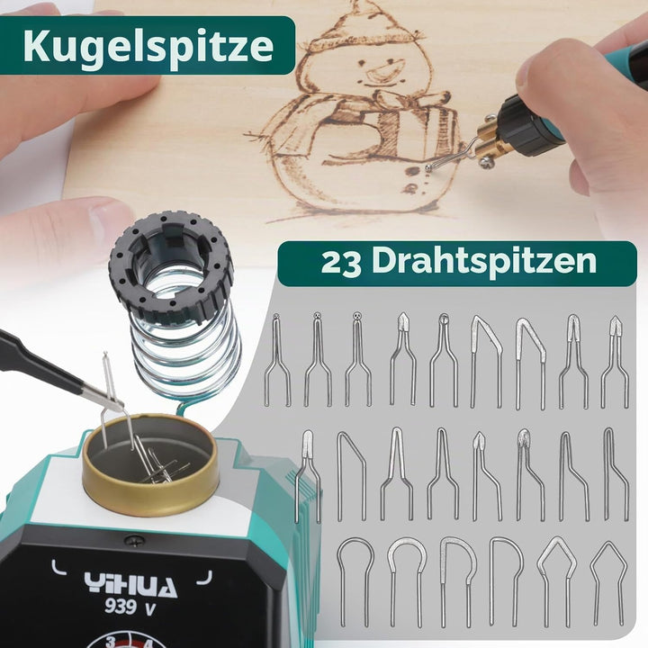 YIHUA 939-V Brandmalerei brennpeter für holz mit 23 Drahtspitzen in verschiedenen Formen, abnehmbare