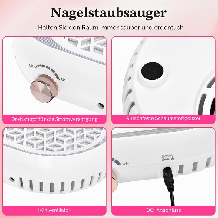 Staubabsaugung für Nägel Professionelle Nagelstaubsauger mit Filter Saugstarke Leistungsstarke Nagel
