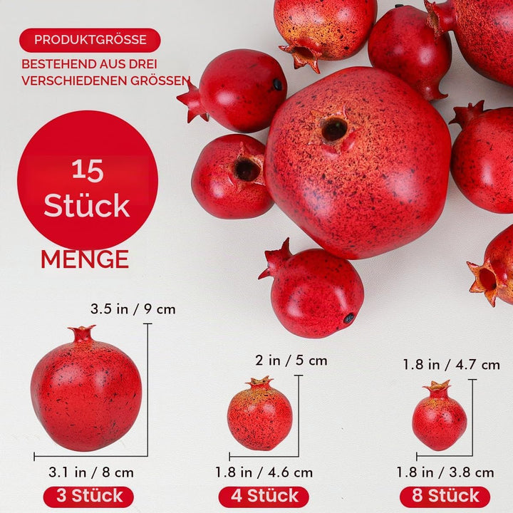15 Stück Künstliche Granatapfel Früchte,künstliche Plastik Obst Dekor für Küche Party Rote Äpfel – 1