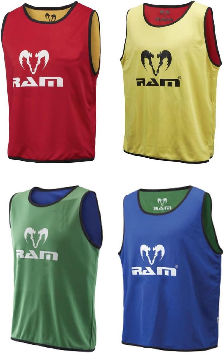 Ram Rugby-Lätzchen, wendbar, Set mit 10 Lätzchen, 3 Grössen, 3 Farben, geeignet für Kontakttraining