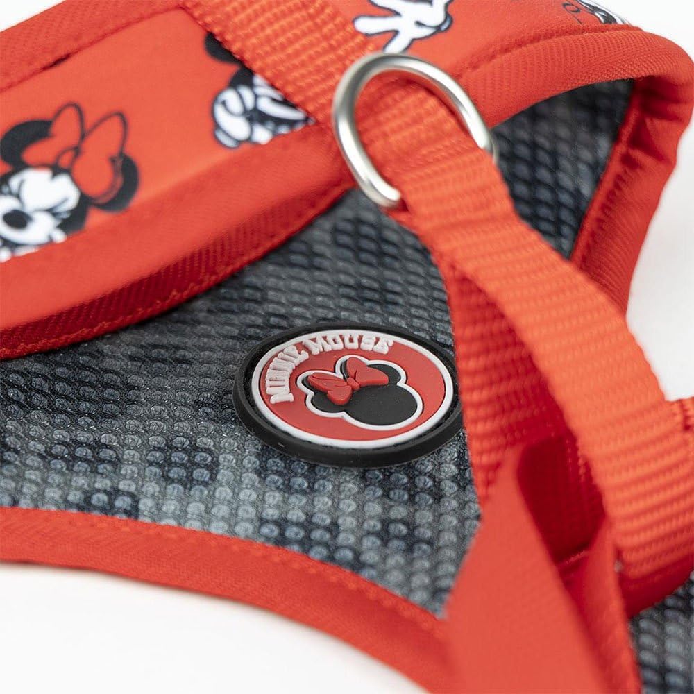 Premium-Hundegeschirr von Minnie Mouse, Grösse XXS/XS, Grau und Rot, verstellbares Hundegeschirr, 10