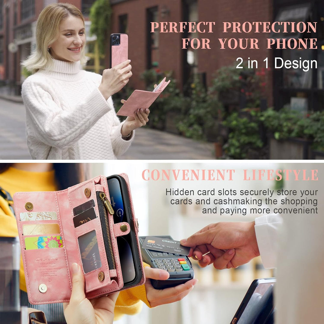 UFinetech iPhone 14 Pro Hülle, Flip Leder TPU Stossfeste Kartenfach Tasche Handyhülle iPhone 14 Pro(