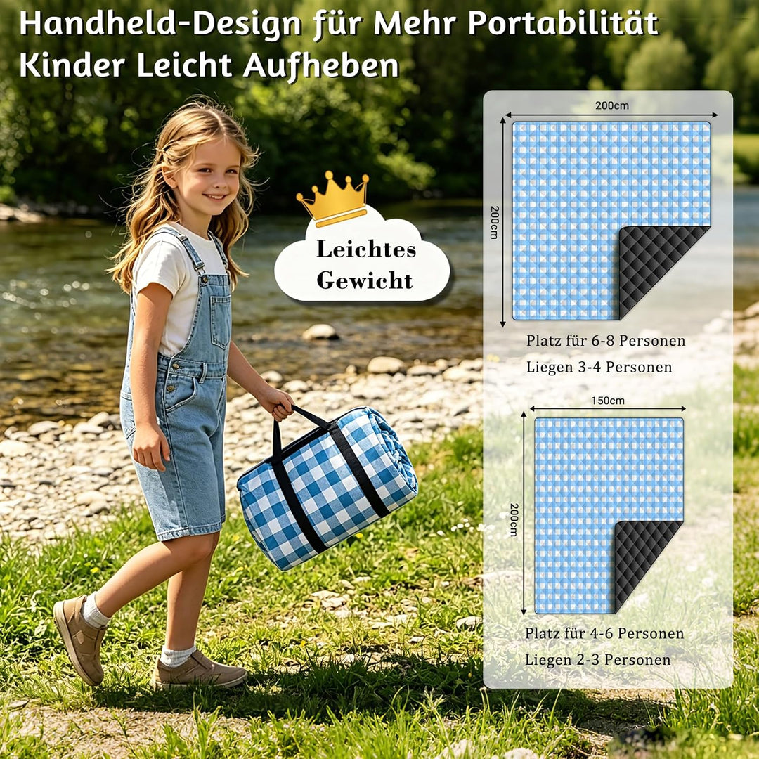 Anise Star Picknickmatte 200 x 200 cm wasserdicht isoliert | Fünfschichtig Blau 200*200cm 200.0 Zent