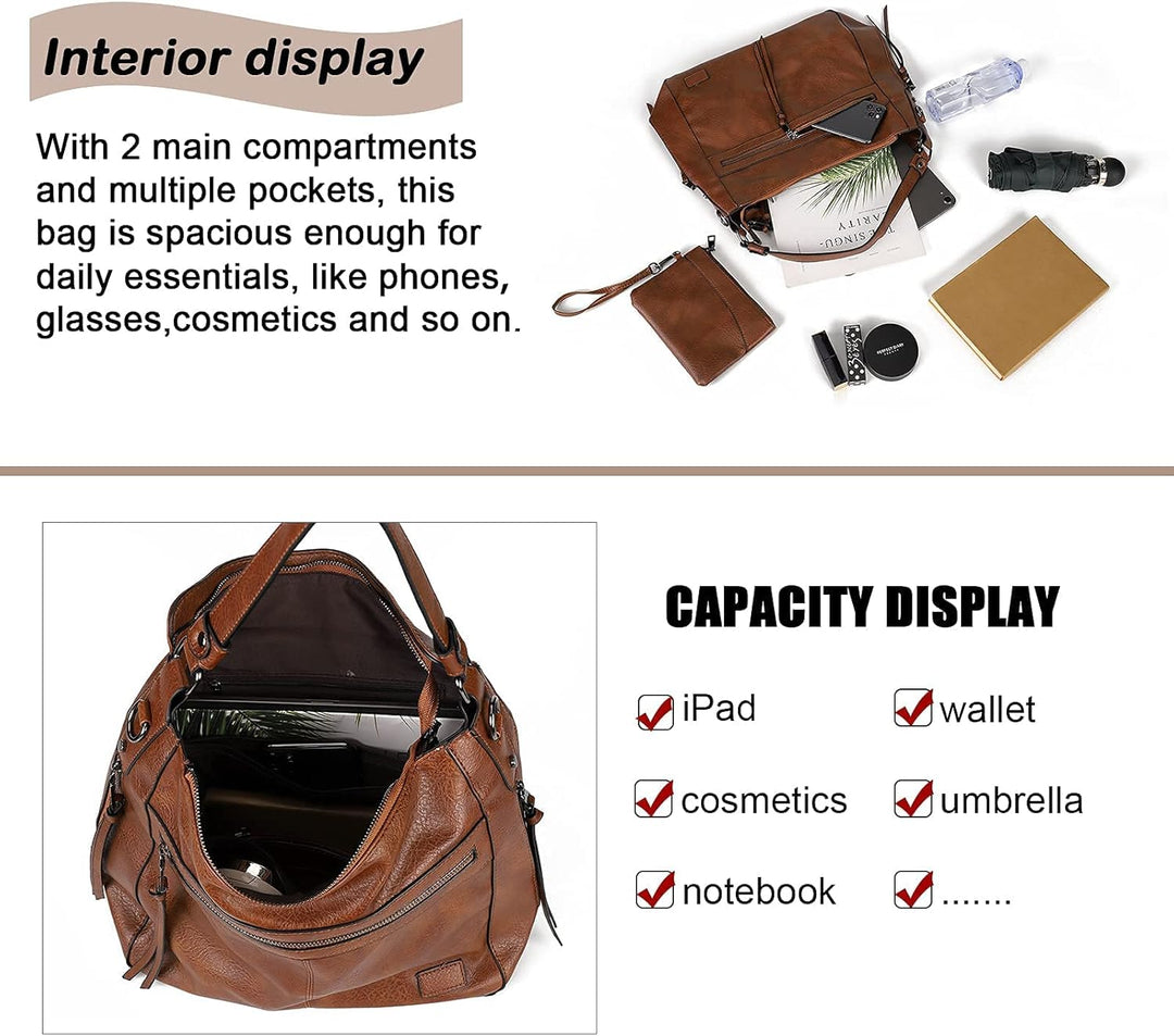 Gladdon Handtaschen Damen Leder umhängetasche Shopper Mode Hobo Taschen grosse Kapazität Schultertas