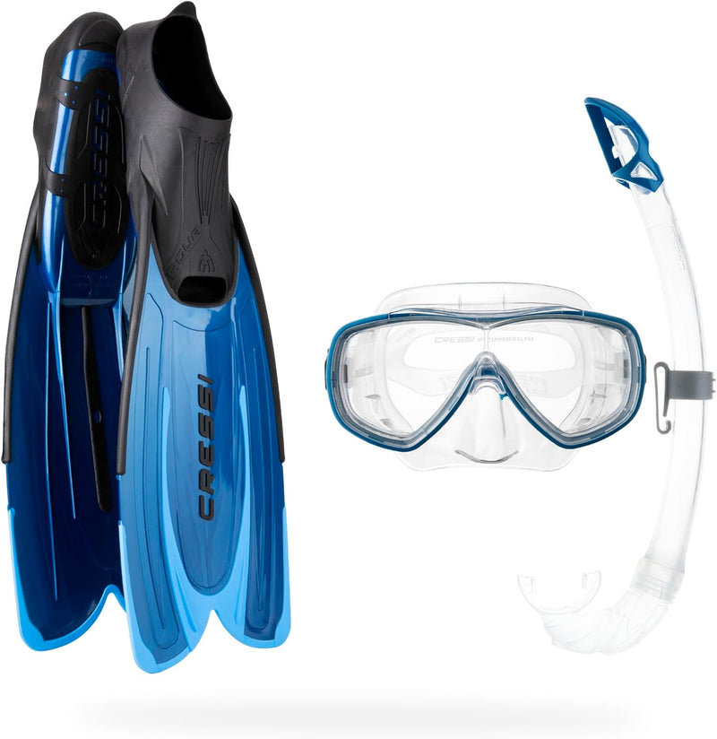 Cressi Agua Bag Sets-flossen, Tauchmaske, Schnorchel 35/36 Blau, 35/36 Blau