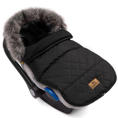 Baby Fusssack Minky WinterFusssack für Kinderwagen Masse 85 cm für Buggy Gesteppt Schwarz [071] Blac