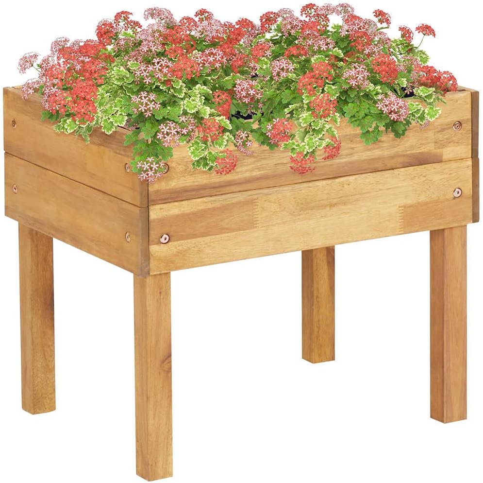 FIRBNUS Pflanzkübel 50x40x45 cm Natürliche Holzfarbe Akazien-Massivholz Blumenkübel Einsatz im Ausse