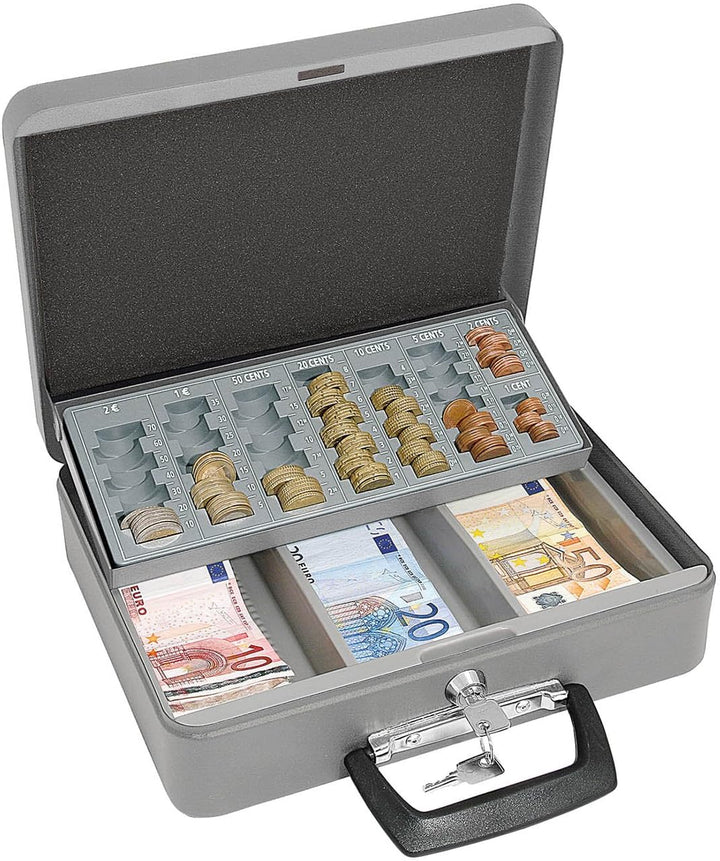Wedo 149658012 Geldzählkassette Standard (pulverbeschichtetes Stahlblech, mit Tragegriff und 3-Fäche