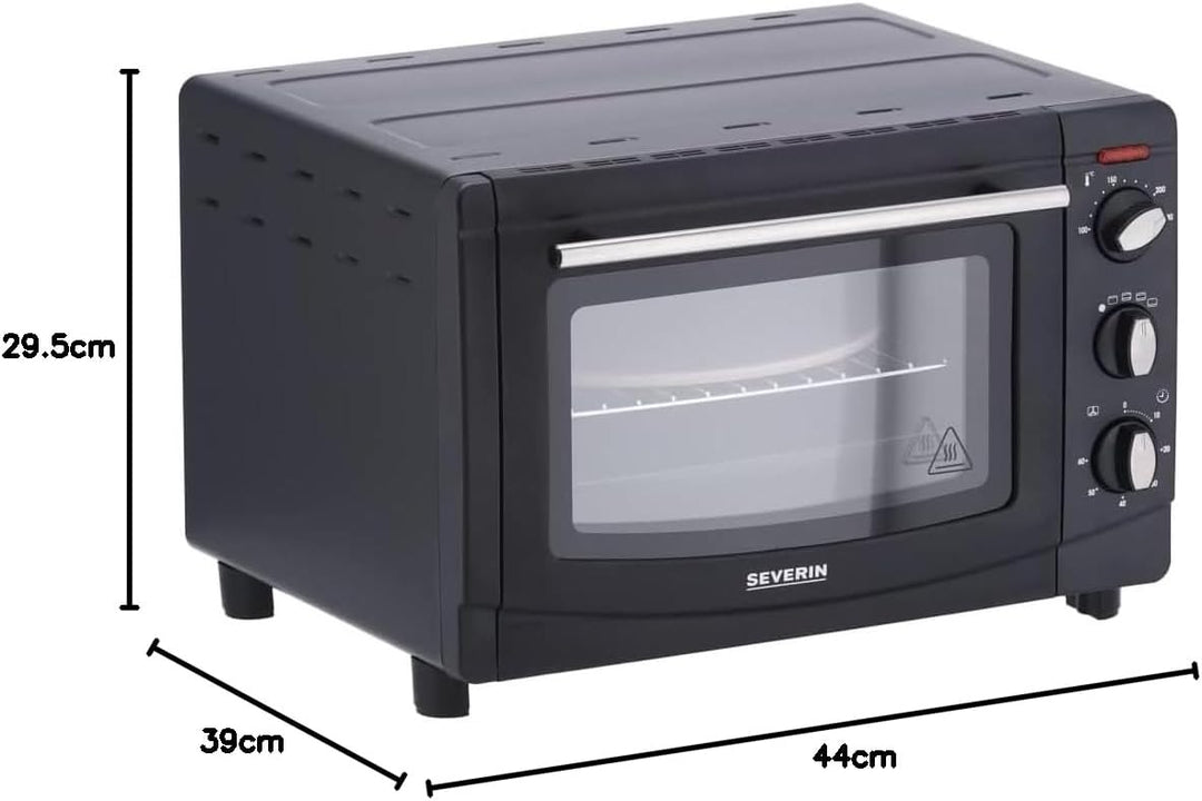 SEVERIN Back- und Toastofen mit Umluftfunktion, Mini Backofen mit Grillrost, Backblech, Drehspiess u