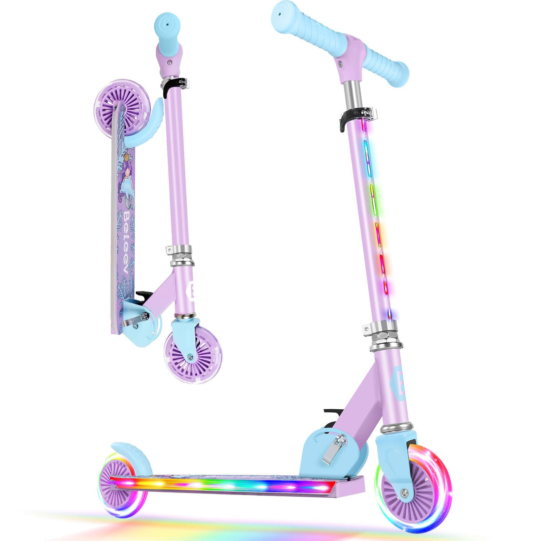 BELEEV V2 Roller Kinder Scooter 6 Jahre, Upgrade mit LED Leuchtenden Rädern, Lenksäule und Deck, Höh