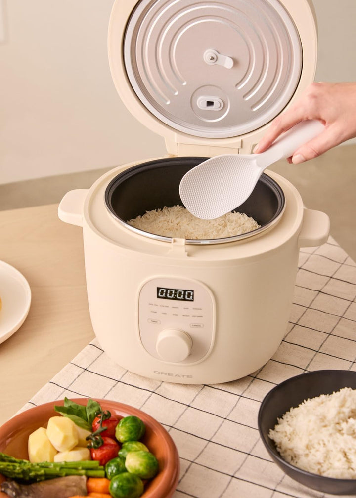CREATE/RICE COOKER/Multifunktioneller Elektrischer Reiskocher 3L Cremeweiss/Programmierbar bis zu 24