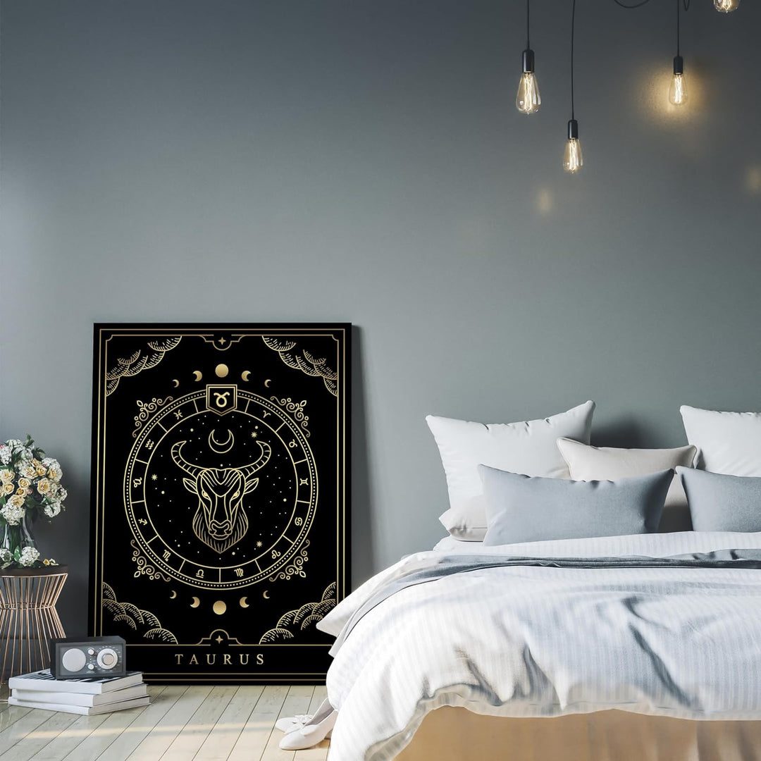 wandmotiv24 Leinwandbild Sternzeichen, 80x60cm, Hochformat, Stier, Astrologie, Deko, Bilder auf Lein