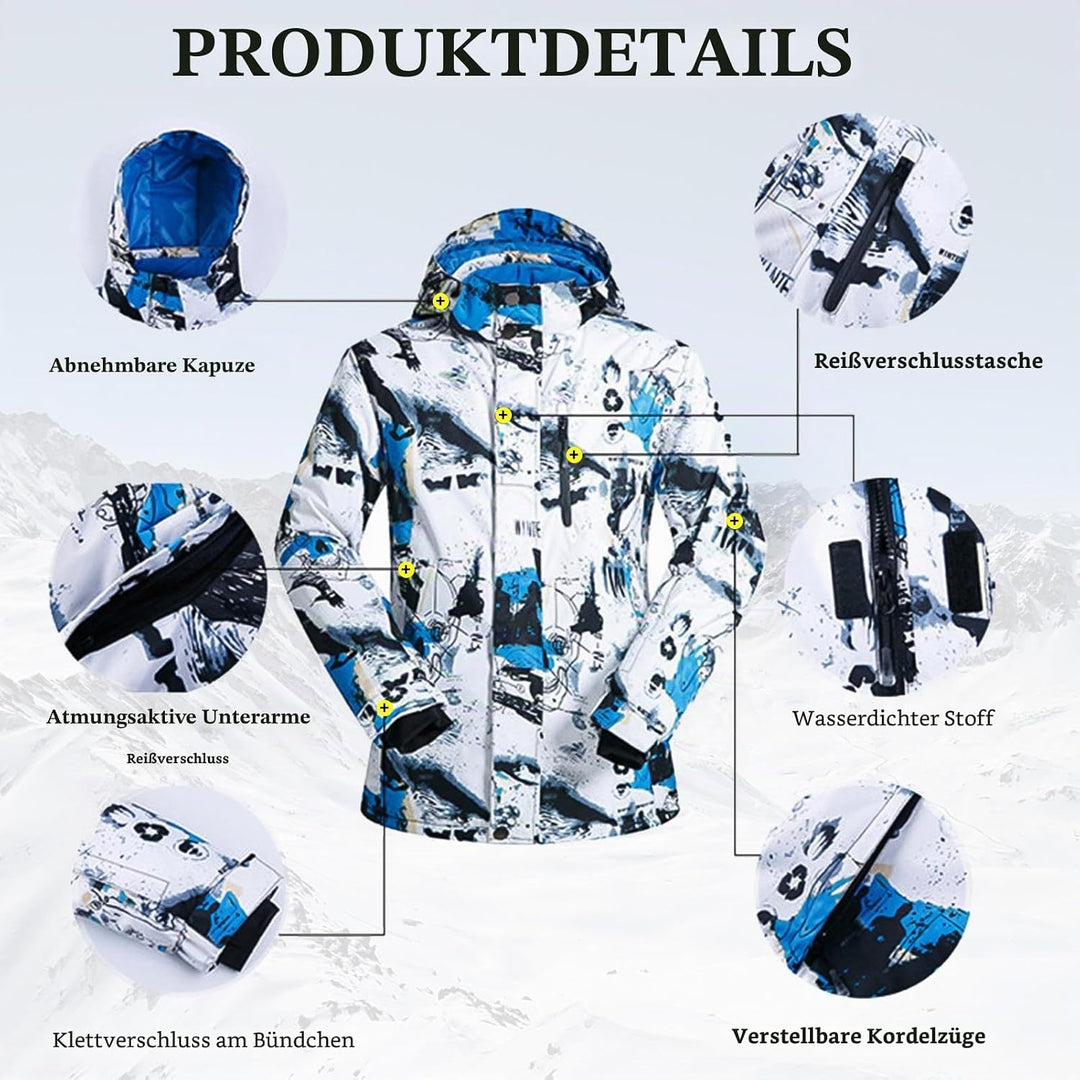 ALSOGO Herren Ski Jacke und Hosen Set Ski Anzug Winter Wasserdicht Winddicht Kapuze Schneemantel 2-S